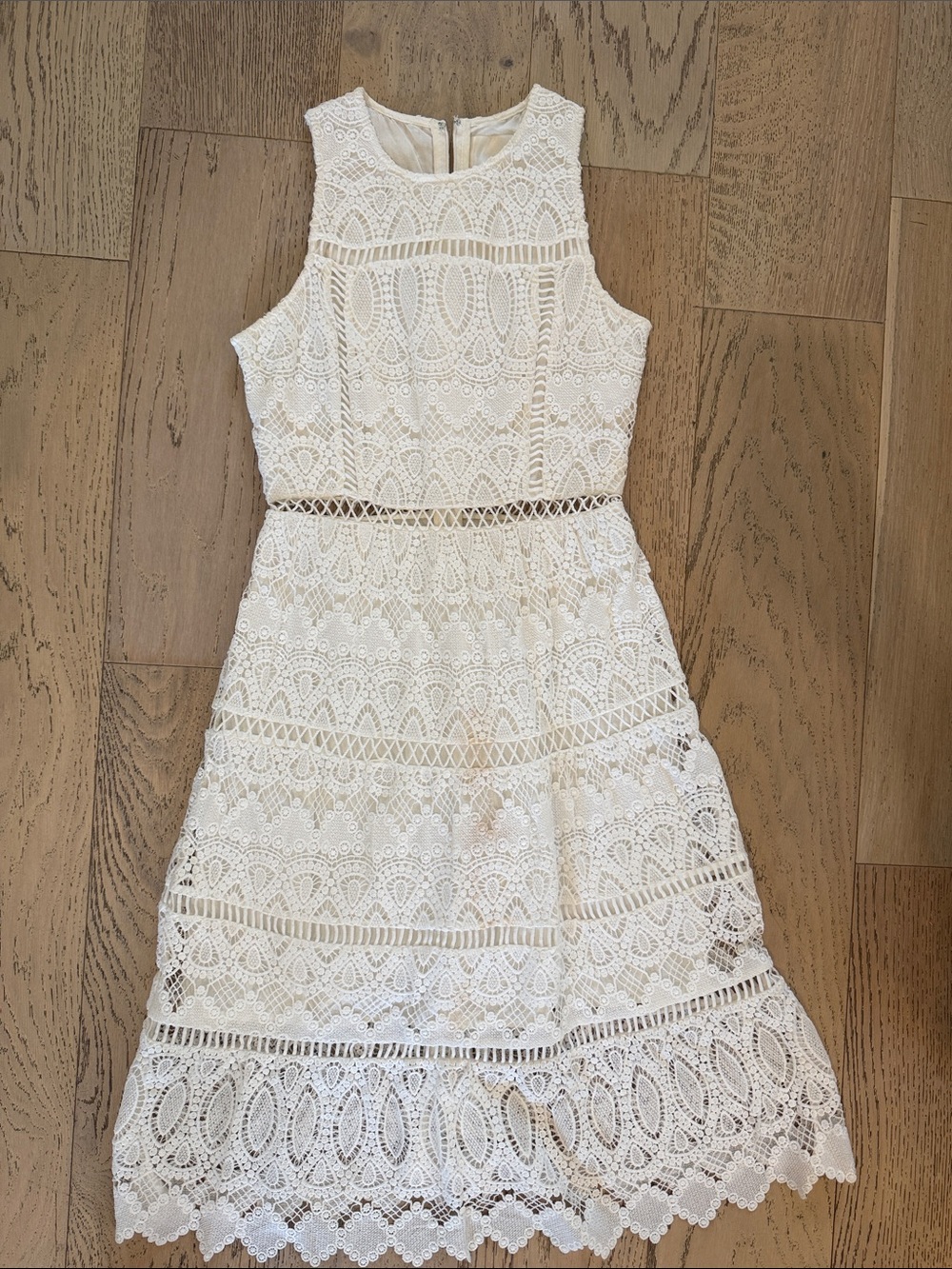 J.O.A. Ivory Crochet Lace Midi Dress